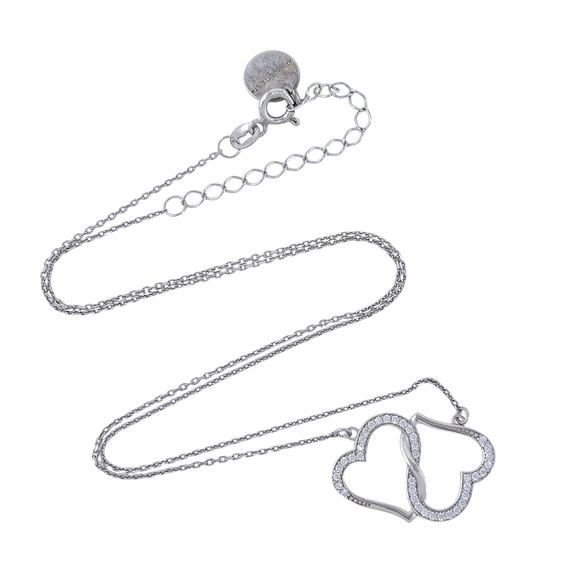 Interlocking Hearts Necklace | Aphrodite's Sterling Silver 925 16”-18” - Picture 2 of 10